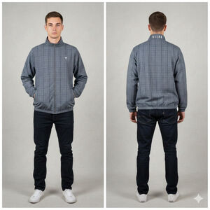 Helas Costard Blue Gray Plaid Lightweight Full Zip Jacket Men’s Size Medium